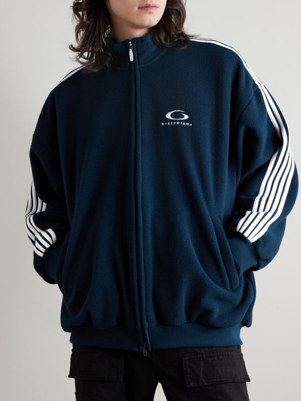 Logo-Embroidered Striped Fleece Track Jacket - FR