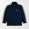 Logo-Embroidered Striped Fleece Track Jacket