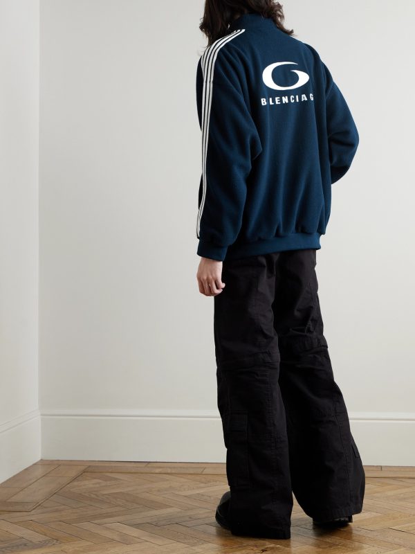 Logo-Embroidered Striped Fleece Track Jacket - OU