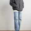 Logo-Embroidered Printed Denim Zip-Up Hoodie - OU