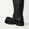 Venom Logo-Debossed Distressed Leather Boots - BK Venom Logo-Debossed Distressed Leather Boots - BK