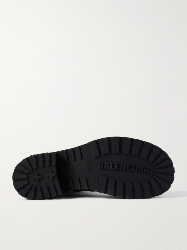 Venom Logo-Debossed Distressed Leather Boots - E1 Venom Logo-Debossed Distressed Leather Boots - E1