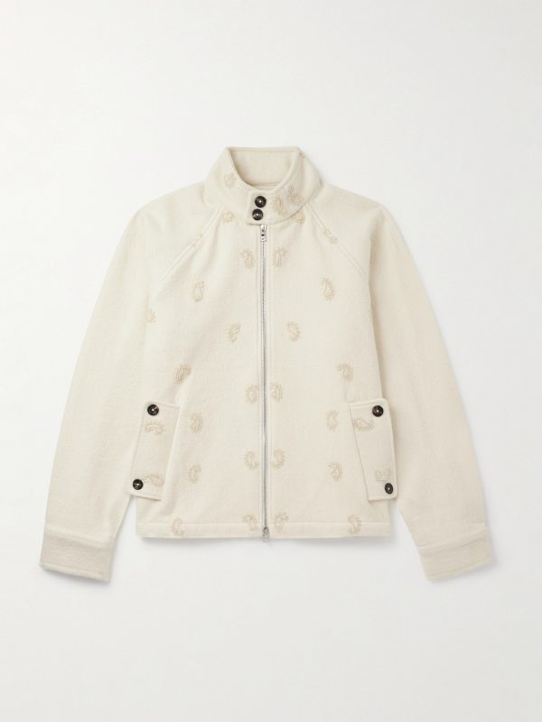 Embellished Wool Harrington Jacket