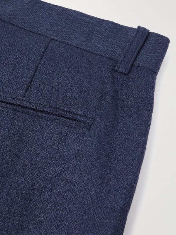 Rabari Straight-Leg Embroidered Textured-Wool Trousers - CU