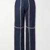 Rabari Straight-Leg Embroidered Textured-Wool Trousers