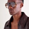 Slim Havana Rectangular Acetate Sunglasses - OU Slim Havana Rectangular Acetate Sunglasses - OU