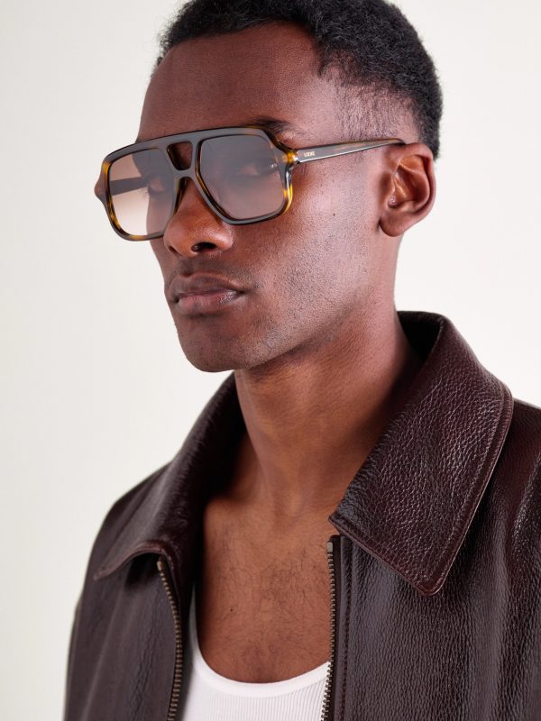 Slim Havana Rectangular Acetate Sunglasses - OU Slim Havana Rectangular Acetate Sunglasses - OU