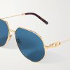 CD Link A1U Round-Frame Gold-Tone Sunglasses - CU
