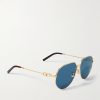 CD Link A1U Round-Frame Gold-Tone Sunglasses - FR
