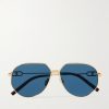 CD Link A1U Round-Frame Gold-Tone Sunglasses