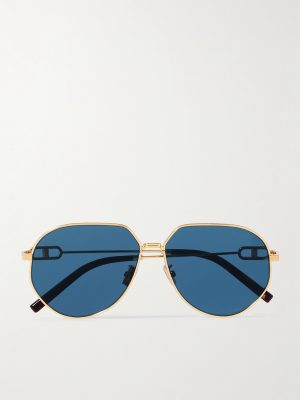 CD Link A1U Round-Frame Gold-Tone Sunglasses