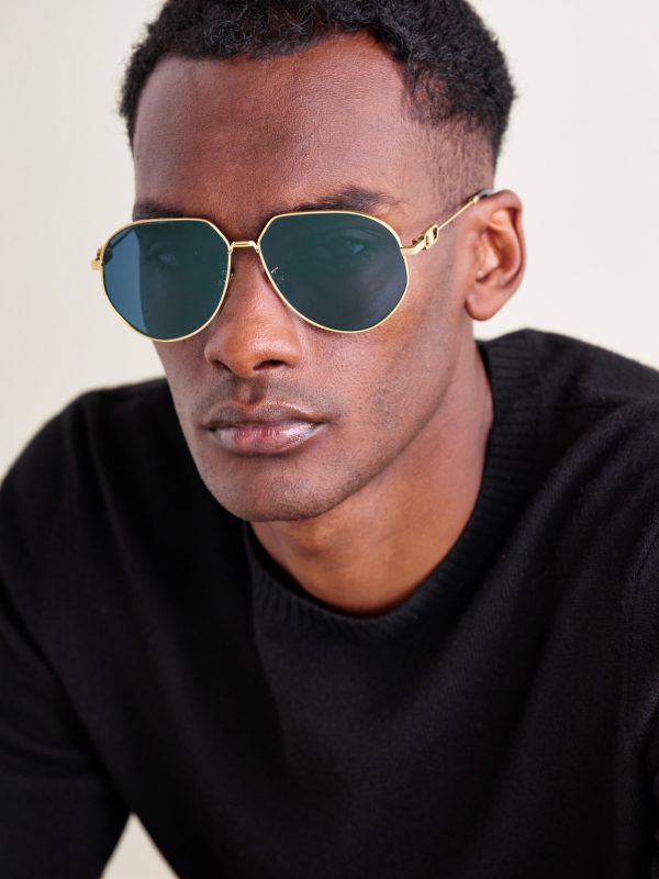 CD Link A1U Round-Frame Gold-Tone Sunglasses - OU