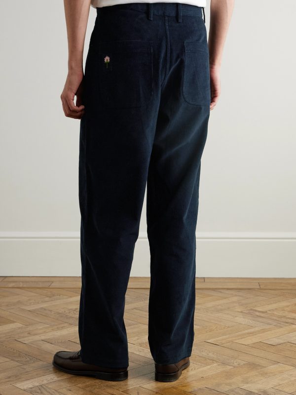 Antonio Straight-Leg Embroidered Cotton-Corduroy Trousers - BK Antonio Straight-Leg Embroidered Cotton-Corduroy Trousers - BK