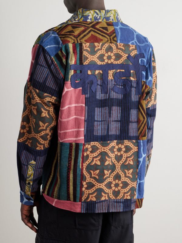 Luis Printed Patchwork Cotton Shirt - BK Luis Printed Patchwork Cotton Shirt - BK