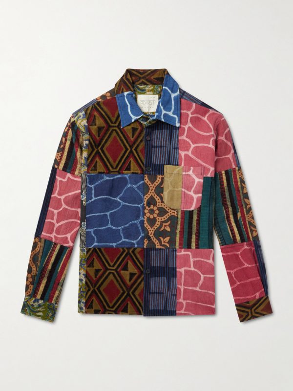 Luis Printed Patchwork Cotton Shirt Luis Printed Patchwork Cotton Shirt