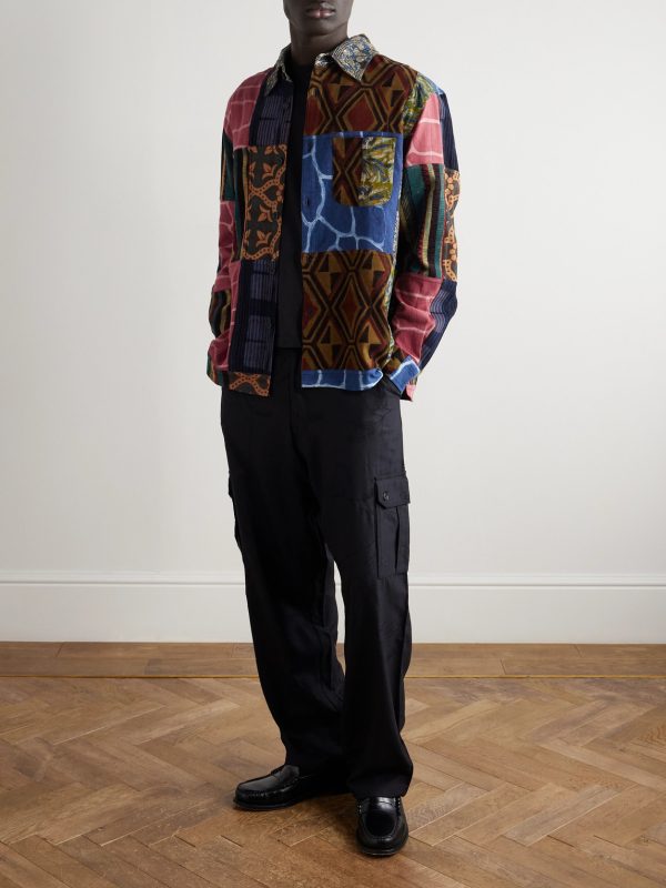 Luis Printed Patchwork Cotton Shirt - OU Luis Printed Patchwork Cotton Shirt - OU