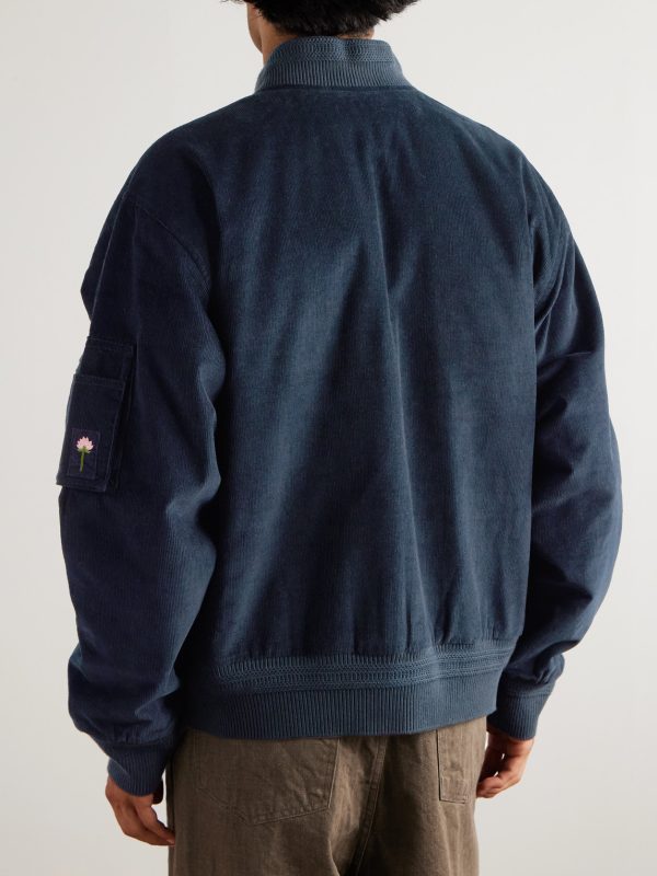 Max Logo-Embroidered Cotton-Corduroy Bomber Jacket - BK Max Logo-Embroidered Cotton-Corduroy Bomber Jacket - BK
