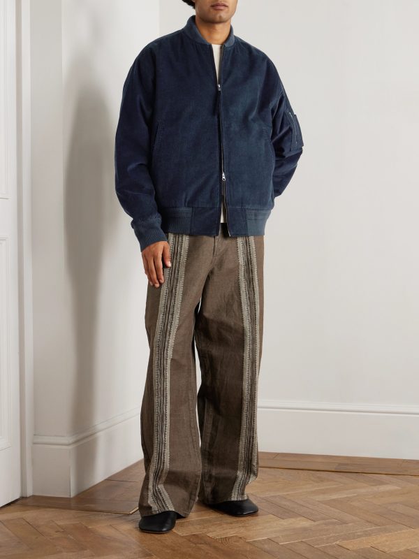 Max Logo-Embroidered Cotton-Corduroy Bomber Jacket - OU Max Logo-Embroidered Cotton-Corduroy Bomber Jacket - OU