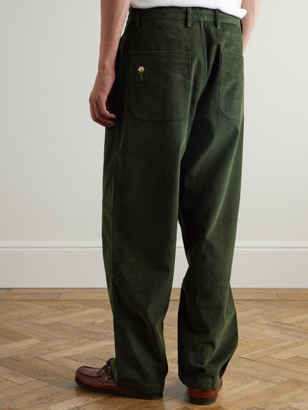Antonio Straight-Leg Embroidered Cotton-Corduroy Trousers - BK