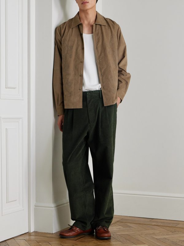 Antonio Straight-Leg Embroidered Cotton-Corduroy Trousers - OU