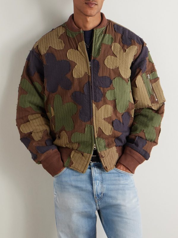 Max Embroidered Appliquéd Cotton-Seersucker Bomber Jacket - FR Max Embroidered Appliquéd Cotton-Seersucker Bomber Jacket - FR