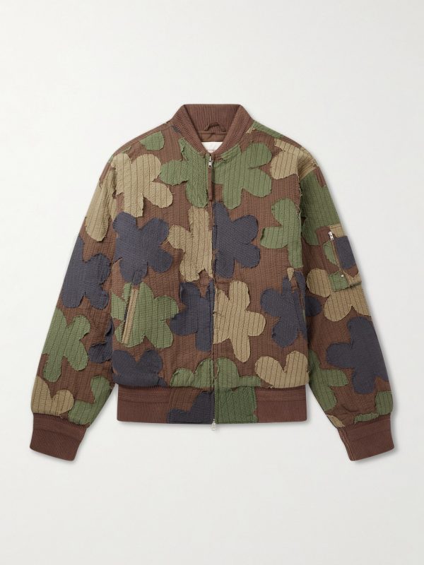 Max Embroidered Appliquéd Cotton-Seersucker Bomber Jacket Max Embroidered Appliquéd Cotton-Seersucker Bomber Jacket