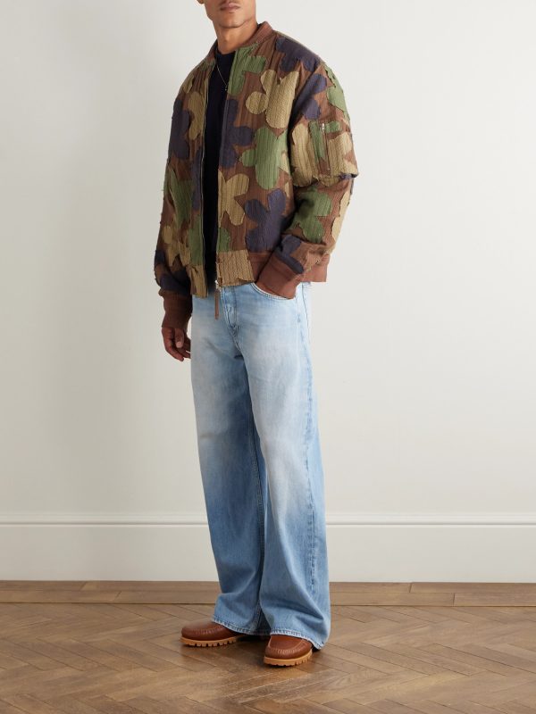 Max Embroidered Appliquéd Cotton-Seersucker Bomber Jacket - OU Max Embroidered Appliquéd Cotton-Seersucker Bomber Jacket - OU