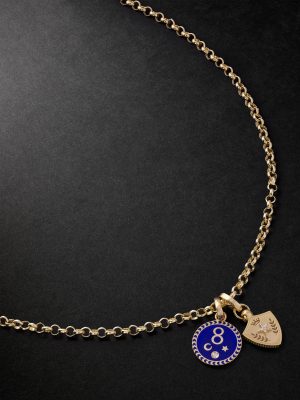 Karma + Per Aspera ad Astra medium 18-Karat Gold, Enamel and Diamond Necklace Karma + Per Aspera ad Astra medium 18-Karat Gold, Enamel and Diamond Necklace