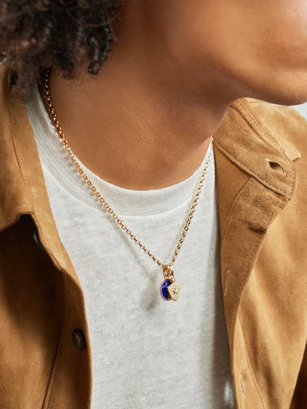 Karma + Per Aspera ad Astra medium 18-Karat Gold, Enamel and Diamond Necklace - OU