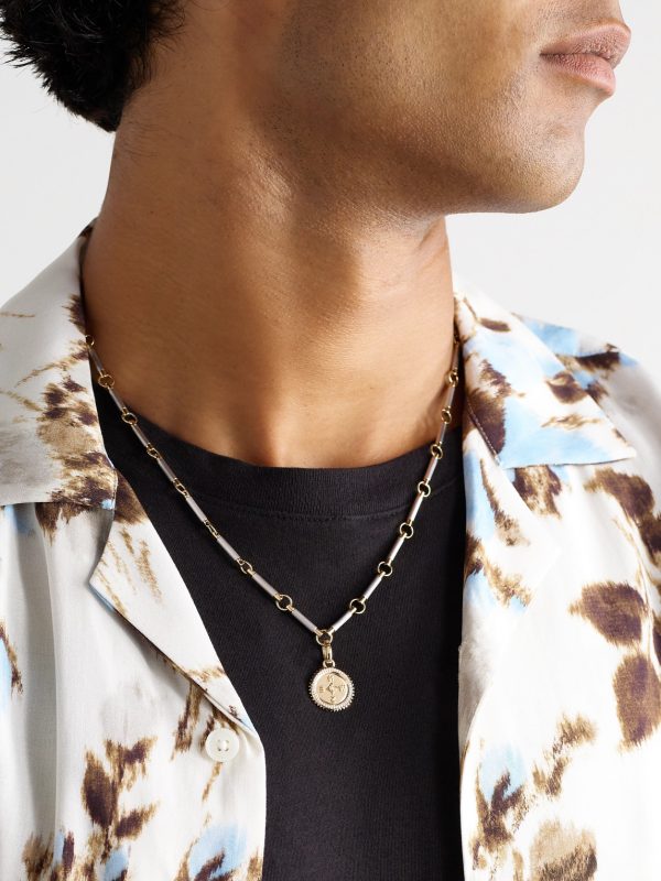 Element Internal Compass Rhodium-Plated 18-Karat White and Yellow Gold Diamond Pendant Necklace - OU Element Internal Compass Rhodium-Plated 18-Karat White and Yellow Gold Diamond Pendant Necklace - OU
