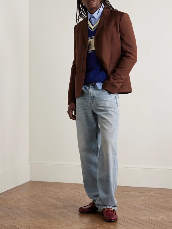 Embroidered Striped Virgin Wool and Cotton-Blend Sweater - OU