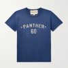 Chez Valentino Logo-Appliquéd Printed Cotton-Jersey T-Shirt