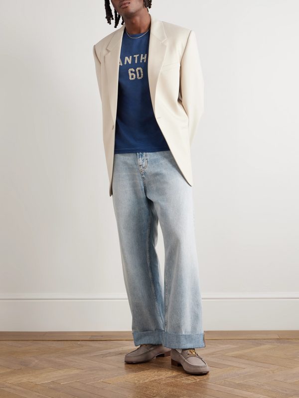 Chez Valentino Logo-Appliquéd Printed Cotton-Jersey T-Shirt - OU