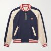 Le Chat De La Maison Logo-Appliquéd Two-Tone Virgin Wool and Cotton-Blend Twill Bomber Jacket Le Chat De La Maison Logo-Appliquéd Two-Tone Virgin Wool and Cotton-Blend Twill Bomber Jacket