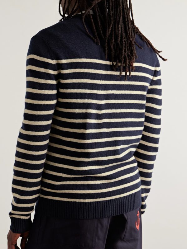 Logo-Intarsia Striped Virgin Wool Sweater - BK