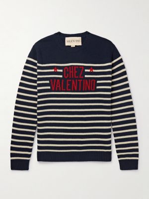 Logo-Intarsia Striped Virgin Wool Sweater Logo-Intarsia Striped Virgin Wool Sweater