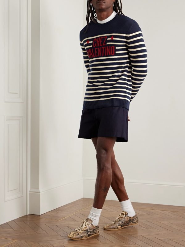 Logo-Intarsia Striped Virgin Wool Sweater - OU