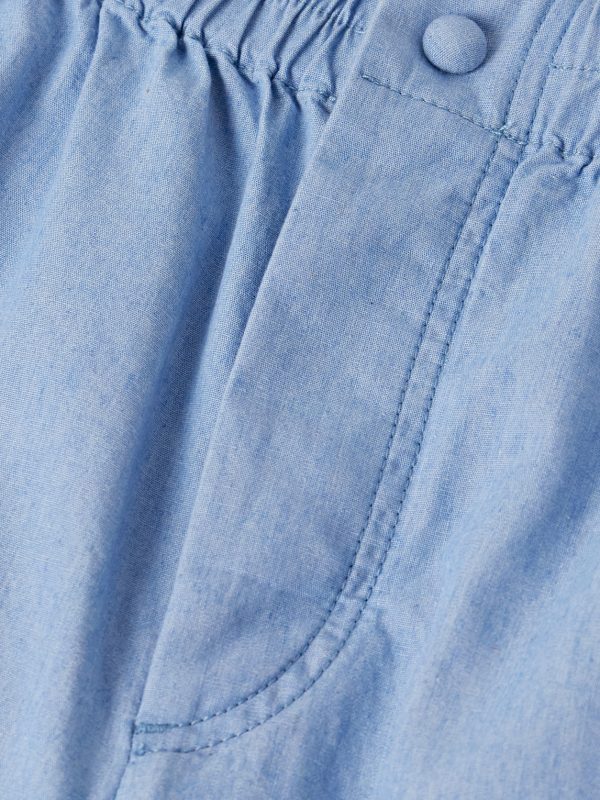 Straight-Leg Studded Cotton-Chambray Shorts - CU