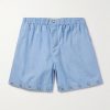 Straight-Leg Studded Cotton-Chambray Shorts