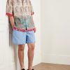 Straight-Leg Studded Cotton-Chambray Shorts - OU