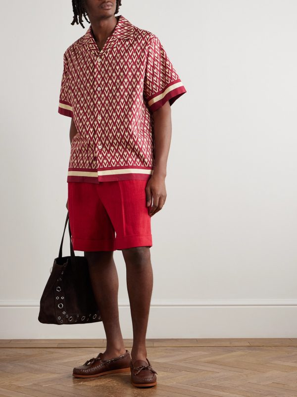 Camp-Collar Printed Cotton-Twill Shirt - OU Camp-Collar Printed Cotton-Twill Shirt - OU