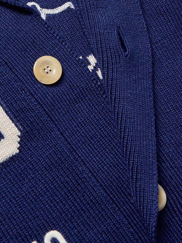 Chez Valentino Slim-Fit Shawl-Collar Intarsia Wool Cardigan - CU Chez Valentino Slim-Fit Shawl-Collar Intarsia Wool Cardigan - CU