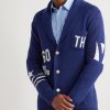Chez Valentino Slim-Fit Shawl-Collar Intarsia Wool Cardigan - FR Chez Valentino Slim-Fit Shawl-Collar Intarsia Wool Cardigan - FR