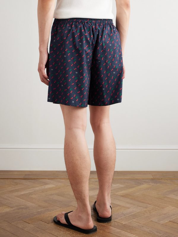 Straight-Leg Printed Cotton-Poplin Bermuda Shorts - BK Straight-Leg Printed Cotton-Poplin Bermuda Shorts - BK