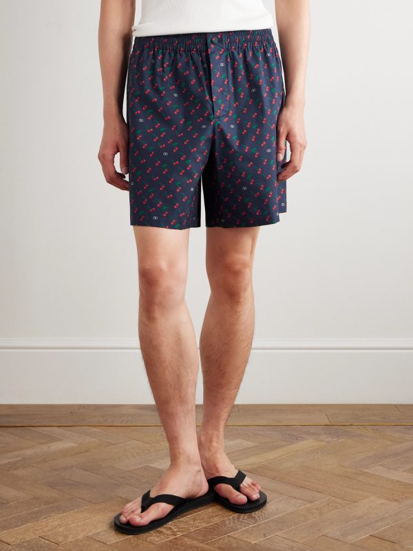 Straight-Leg Printed Cotton-Poplin Bermuda Shorts - FR Straight-Leg Printed Cotton-Poplin Bermuda Shorts - FR