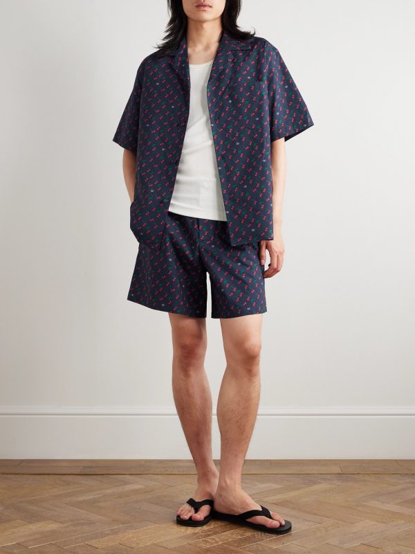 Straight-Leg Printed Cotton-Poplin Bermuda Shorts - OU Straight-Leg Printed Cotton-Poplin Bermuda Shorts - OU