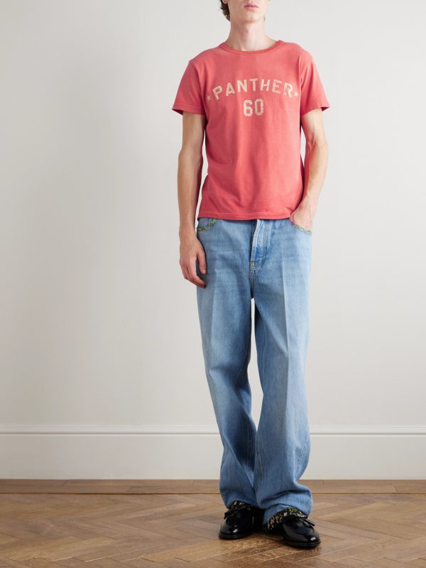 Chez Valentino Logo-Appliquéd Printed Cotton-Jersey T-Shirt - OU