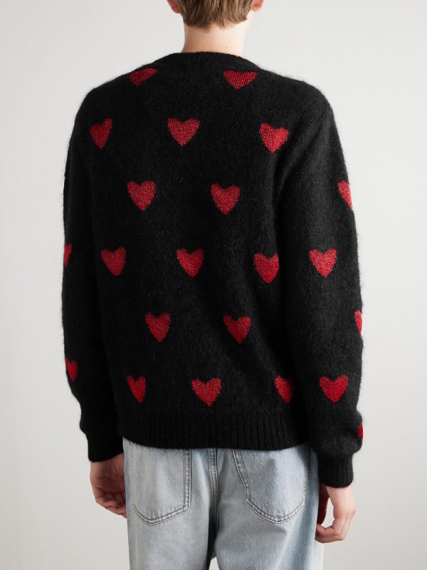 Jacquard-Knit Metallic Wool-Blend Sweater - BK Jacquard-Knit Metallic Wool-Blend Sweater - BK
