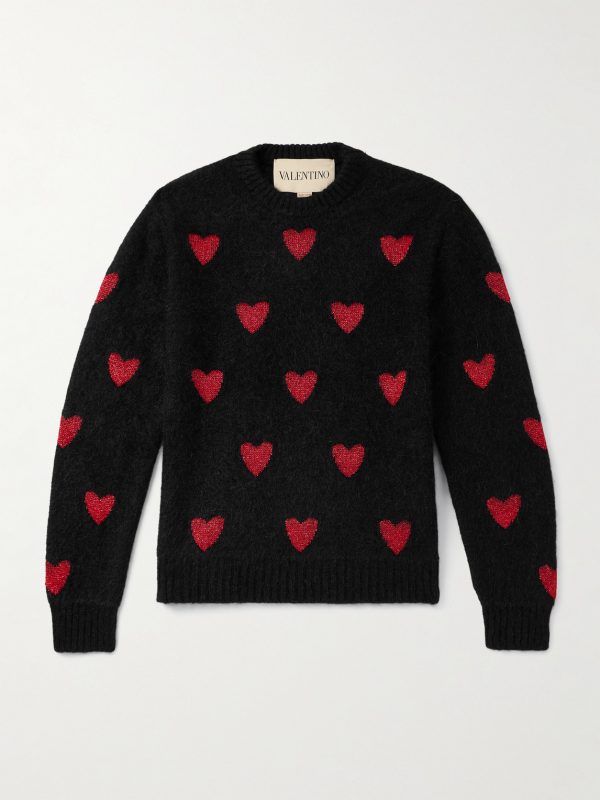 Jacquard-Knit Metallic Wool-Blend Sweater Jacquard-Knit Metallic Wool-Blend Sweater