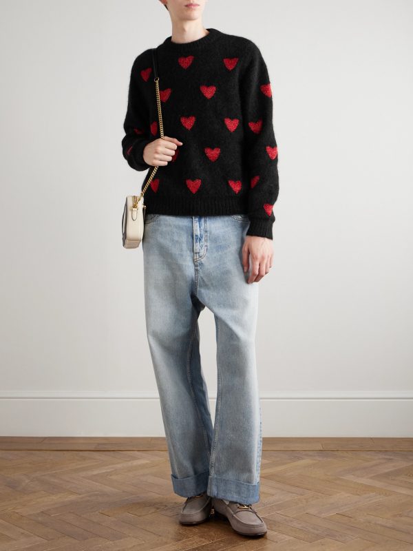 Jacquard-Knit Metallic Wool-Blend Sweater - OU Jacquard-Knit Metallic Wool-Blend Sweater - OU